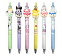 Driflo Sanrio Pens, Cinamorol Stationery, Kitty Gel Pens, Anime kawaii Writing Pens, Cute Pens, Kuromi Stationery Set, 6pcs Black Ink 0.5mm, for Birthday Gift,School Award Student Gift