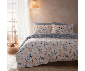 Drift Anya All-Over Leaf Print Blue Eco Duvet Cover Set
