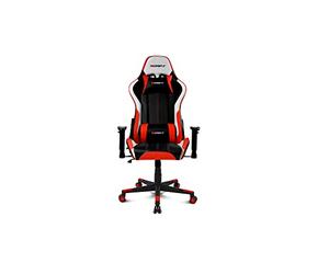 DRIFT GAMING DR175RED Professional Gaming Chair, Faux Leather, Adjustable Armrests, Class 4 Plunger, Swivel, Butterfly Mechanism, Lumbar and Neck Cushion, Black/White/Red