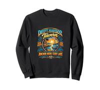 Drift Harbor Tavern Retro Marina Sunset Design Sweatshirt