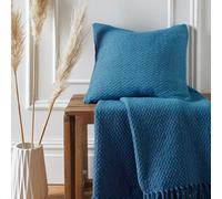 Drift Home 'Hayden' Filled 100% Cotton Basket Weave Cushion in Teal | Size: 43 cm x 43 cm Drift Home Teal 43 cm x 43 cm