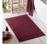 Drift Home Claret Red Bath Mat 50 x 80cm, Soft Absorbent Cotton Bath Rug, 550 GSM Premium Bathroom Mat, Machine Washable, Sustainable BCI Cotton & Recycled Materials, Luxury Bathroom Floor Rug