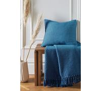 Drift Home Teal Cushion - 43x43cm - Textured Woven Design - Sustainable Recycled Cotton - Soft Filled Cushion with Cover Included - Eco-Friendly Decorative Pillow - Matching Throw Available