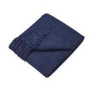 Drift Home - Navy Throw with Tassel - Sustainable Recycled Cotton - Woven Textured Sofa Throw Blanket - 180 x 130cm