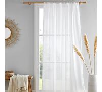 'Kayla' Textured 100% Recycled Polyester Voile Panel Drift Home White 140cm width x 183cm drop