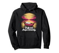 Drift into Arepa Serenity Retro Sunset Design Pullover Hoodie