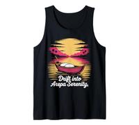Drift into Arepa Serenity Retro Sunset Design Tank Top