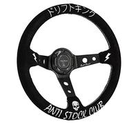 Drift King Steering Wheel 350mm Deep Dish 6 Bolt For JDM Sport Racing Steering Wheel Suede Horn Button Included
