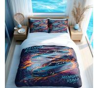 Drift Racing Street Car Duvet Cover Set, Bold Graffiti Graphics Bedding, 3D Print Quilt Case Single Double King (02,Double + 50 x 75cm x2)
