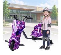 Drift Trike, Kids' 3-Wheel Electric Drift Scooter D-8inch | LED Lights on the 2 Rear Wheels, Bluetooth Music, 360°drift, Bucket Seat, Durable & Safe Ride-On Tricycle