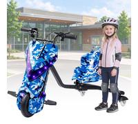 Drift Trike, Kids' 3-Wheel Electric Drift Scooter E-6inch | LED Lights on the 2 Rear Wheels, Bluetooth Music, 360°drift, Bucket Seat, Durable & Safe Ride-On Tricycle