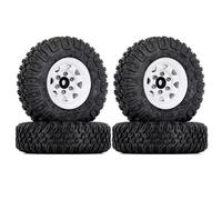 Drift Wheel Hub Tire For Axial For Yeti Jr D90 TF2 For Tamiya 1/10 RC Crawler Car 4PCS 85Mm 1.55 Metal Beadlock Wheel Rims Tires Set(White)