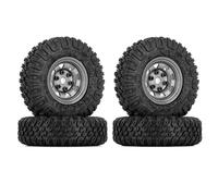 Drift Wheel Hub Tire For Axial For Yeti Jr D90 TF2 For Tamiya 1/10 RC Crawler Car 4PCS 85Mm 1.55 Metal Beadlock Wheel Rims Tires Set(Silver)