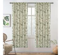 DriftAway 100% Blackout Toile Linen Curtains for Bedroom Double Layer Farmhouse French Country Vintage Printed Pattern Thermal Sound Lined Back Tab Living Room Drapes 72 inch Long 2 Panels Loden Green
