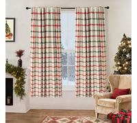 DriftAway 2 Panels 100% Blackout Windowpane Plaid Linen Curtains Double Layer Drapes for Bedroom 63 Inches Long Farmhouse Thermal Insulated 3.25 Inch Rod Pocket Back Tab for Living Room Red Green