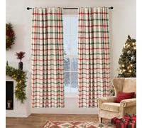 DriftAway 2 Panels 100% Blackout Windowpane Plaid Linen Curtains Double Layer Drapes for Bedroom 72 Inches Long Farmhouse Thermal Insulated 3.25 Inch Rod Pocket Back Tab for Living Room Red Green