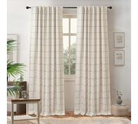 DriftAway 2 Panels 100% Blackout Windowpane Plaid Linen Curtains Double Layer Drapes for Bedroom 84 Inches Long Farmhouse Thermal Insulated 3.25 Inch Rod Pocket Back Tab for Living Room Loden Green