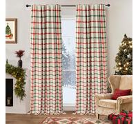 DriftAway 2 Panels 100% Blackout Windowpane Plaid Linen Curtains Double Layer Drapes for Bedroom 96 Inches Long Farmhouse Thermal Insulated 3.25 Inch Rod Pocket Back Tab for Living Room Red Green