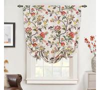 DriftAway Ada Floral Botanical Print Flower Leaf Lined Thermal Insulated Room Darkening Blackout Tie Up Window Curtains 2 Layers Each 45 Inch by 63 Inch Orange Terra Cotta