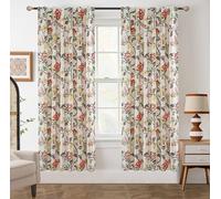 DriftAway Ada Floral Botanical Print Flower Leaf Lined Thermal Insulated Room Darkening Linen Blackout Back Tab Window Curtains 2 Layers Set of 2 Panels Each 52 Inch by 72 Inch Orange Terra Cotta