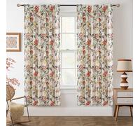 DriftAway Ada Floral Botanical Print Flower Leaf Lined Thermal Insulated Room Darkening Linen Blackout Back Tab Window Curtains 2 Layers Set of 2 Panels Each 52 Inch by 63 Inch Orange Terra Cotta