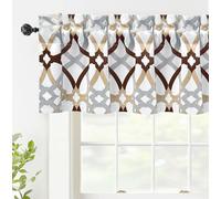 DriftAway Alexander Spiral Geo Trellis Pattern Window Curtain Valance Rod Pocket 52 Inch by 14 Inch Plus 2 Inch Header Brown 1 Pack