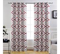 DriftAway Alexander Thermal (Black) Out Grommet Unlined Window Curtains Spiral Geo Trellis Pattern Set of 2 Panels Each Size 52 Inch by 84 Inch (Red and Gray)