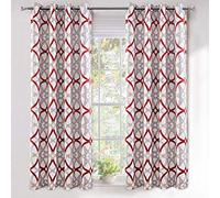 DriftAway Alexander Thermal Blackout Grommet Unlined Window Curtains Spiral Geo Trellis Pattern Set of 2 Panels Each Size 52 Inches by 63 Inches Red and Grey