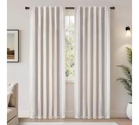 DriftAway Boho Linen Blackout Curtains Double Layer Thermal Insulated Farmhouse Vintage Geo Retro Square Printed Pattern Lined Drapes for Living Room Bedroom 84 Inches Long Back Tab 2 Panels Gray