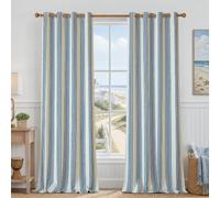 DriftAway Chris Blackout Curtain 2 Panels Grommet, W52xL120, Jean Navy | Blackout, Linen Texture, Stripe Pattern, Two Layers, for Bedroom Living Room Nursury, Thermal Insulated Lined