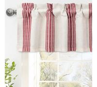 DriftAway Chris Linen Lined Valance Double Layer Thermal Insulated Room Darkening Blackout Valances 3 Inch Rod Pocket Vertical Striped Kitchen Valance for Bathroom 52 Inch by 14 Inch Red