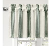 DriftAway Chris Linen Lined Valance Double Layer Thermal Insulated Room Darkening Blackout Valances 3 Inch Rod Pocket Vertical Striped Kitchen Valance for Bathroom 52 Inch by 18 Inch Loden Green