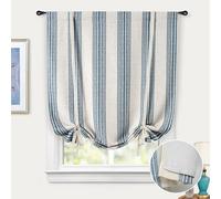 DriftAway Chris Vertical Striped Pattern Blackout Room Darkening Thermal Insulated Tie Up Adjustable Balloon Rod Pocket Curtain for Small Window 39 Inch by 55 Inch Jean Navy