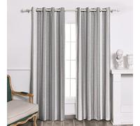DriftAway Chris Vertical Striped Pattern Linen Blend Lined Thermal Insulated Blackout and Room Darkening Linen Curtains for Farmhouse Printed 2 Panels 52 Inch by 84 Inch Gray