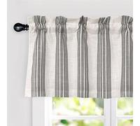 DriftAway Chris Vertical Striped Pattern Linen Blend Thermal Insulated Blackout Linen Window Curtain Valance Rod Pocket Lined Single 52 Inch by 18 Inch Plus 2 Inch Header Jade Gray