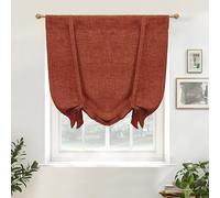 DriftAway Double Layer Linen Blackout Tie Up Curtains Thermal Insulated Fully Lined Balloon Roman Shade Bathroom Window Adjustable Rod Pocket for Small Window 31 Inch by 47 Inch Burnt Orange