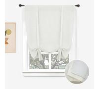 DriftAway Double Layer Linen Blackout Tie Up Curtains Thermal Insulated Fully Lined Balloon Roman Shade Bathroom Window Adjustable Rod Pocket for Small Window 25 Inch by 47 Inch Ivory Cream
