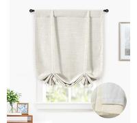 DriftAway Double Layer Linen Blackout Tie Up Curtains Thermal Insulated Fully Lined Balloon Roman Shade Bathroom Window Adjustable Rod Pocket for Small Window 31 Inch by 47 Inch Light Linen