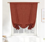 DriftAway Double Layer Linen Blackout Tie Up Curtains Thermal Insulated Fully Lined Balloon Roman Shade Bathroom Window Adjustable Rod Pocket for Small Window 39 Inch by 55 Inch Burnt Orange