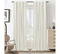 DriftAway Farmhouse Linen Blend Blackout Curtains 108 Inches Long for Bedroom Vertical Striped Printed Linen Curtains Thermal Insulated Lined Treatments for Living Room 2 Panels W52 x L108 Linen Grey
