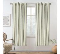 DriftAway Farmhouse Linen Blend Blackout Curtains 63 Inches Long for Bedroom Vertical Striped Printed Linen Curtains Thermal Insulated Lined Treatments for Living Room 2 Panels W52 x L63 Black