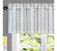 DriftAway Farmhouse Vertical Striped Linen Blend Valances for Windows 18 Inch Blackout Kichen Curtain Valance for Living Room Country Vintage Lined Rod Pocket Window Toppers 1 Panel