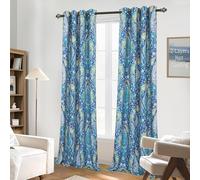 DriftAway Floral Teal Curtains for Bedroom 80% Blackout Thermal Insulated Lined Double Layer Vintage Peacock Printed Pattern Darkening Drapes for Living Room Grommet 2 Panels 52 Inch by 102 Inch Teal
