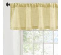 DriftAway Linen Textured Window Valance for Kitchen Semi Sheer Light Filtering 3 Inch Rod Pocket Farmhouse Country Rustic Window Curtain Valances 14 inch Length for Bathroom Living Room Yellow
