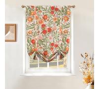 DriftAway Orange Harvest Double Layer Linen Blackout Tie Up Curtains Thermal Insulated Lined Balloon Roman Shade for Bathroom Cafe Autumn Fall Printed Vintage 25 Inch by 47 Inch Orange Coral Gold