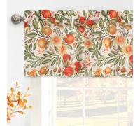 DriftAway Orange Harvest Linen Lined Valance Double Layer Room Darkening Blackout Floral Window Valances Autumn Fall Printed Vintage Topper 3 inch Rod Pocket 52 Inch by 14 Inch Orange Coral Gold