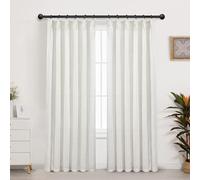 DriftAway Pinch Pleat Linen Textured Semi Sheer Solid Farmhouse and Modern Rustic Linen Curtains 2 Panels 42 inches Wide by 84 Inches Long Drapes for Living Room Bedroom Light Linen Birch