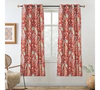 DriftAway Red Curtains for Bedroom 63 Inch Room Darkening Blackout Medallion Peacock Pattern for Living Room Window Drapes Grommet 2 Layers 2 Panels