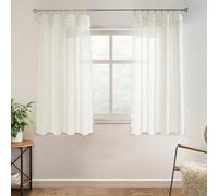 DriftAway Semi Sheer Scalloped Edge Linen Coastal Beach Window Curtains for Living Room Bedroom 2 Panels Rod Pocket Each Size 52 Inch by 54 Inch Pink