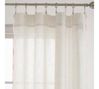 DriftAway Semi Sheer Scalloped Edge Linen Coastal Beach Window Curtains for Living Room Bedroom 2 Panels Rod Pocket Each Size 52 Inch by 84 Inch Pink